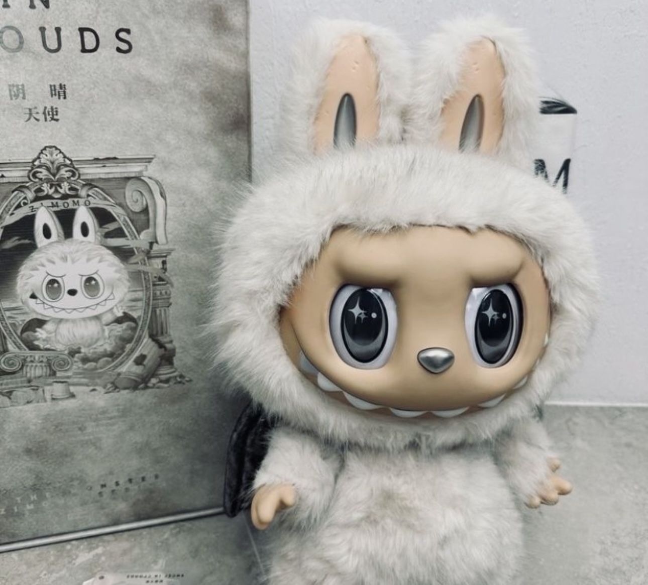 POP MART The Monsters Zimono Labubu Angel In Clouds Vinyl With Tote Bag