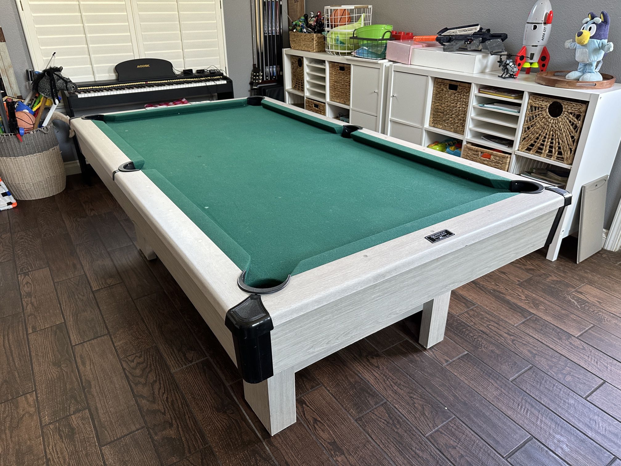 7' Pool Table with balls, cues, and more