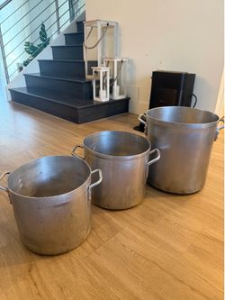 3 Large Commercial Aluminum Stock Pots – Restaurant Quality