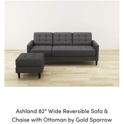 Ashland 82" Wide Reversible Sofa & Chaise with Ottoman 