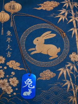 Blue Rabbit Chinese Zodiac Aluminum Necklace – Unique & Stylish