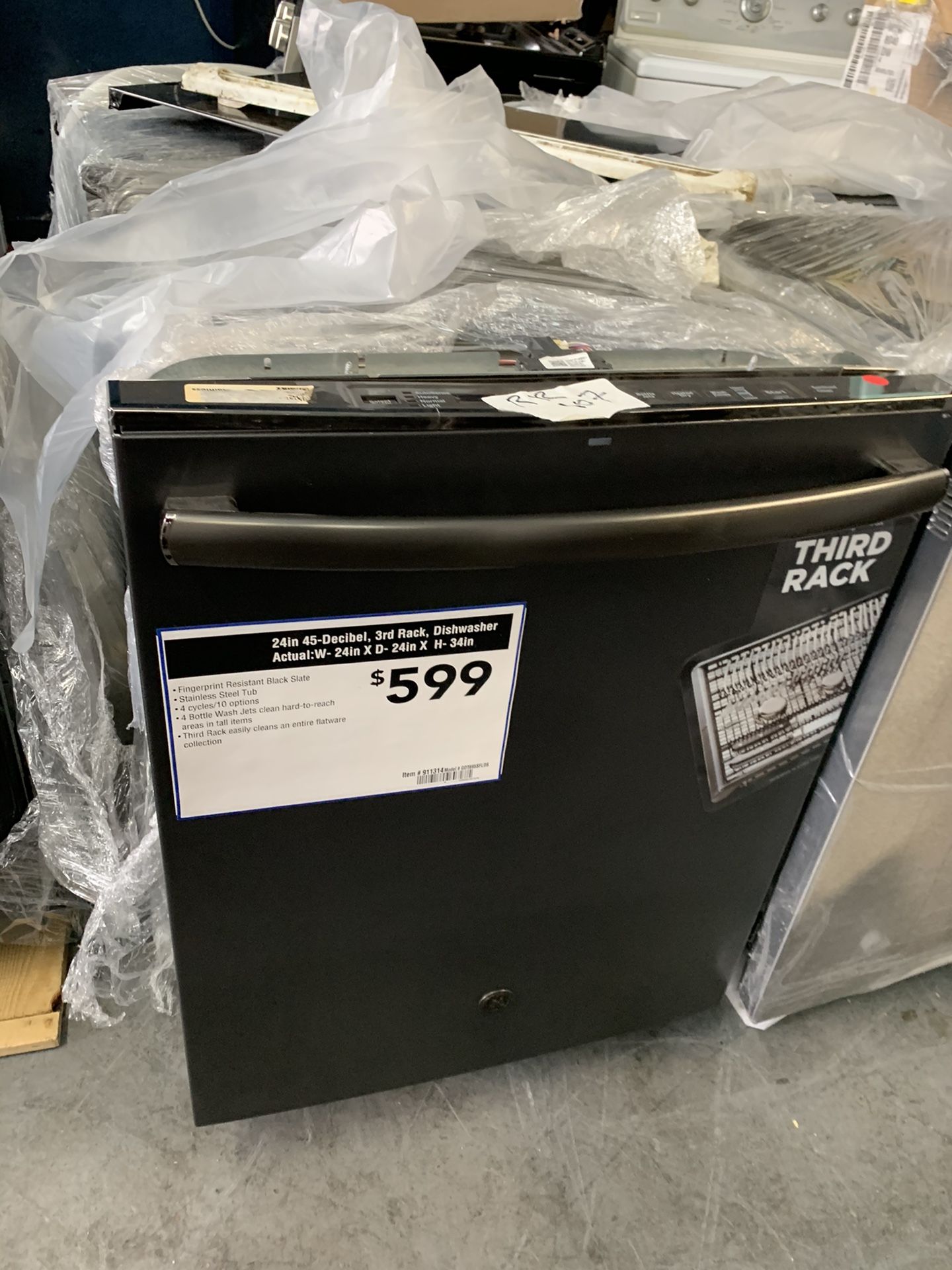 GE dishwasher in black stainless new