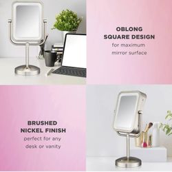 Conair Lighted Makeup Mirror, LED Vanity Mirror, 1X/8X Magnifying Mirror, Battery Operated in Brushed Nickel