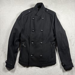 Triple Five Soul Jacket Men Medium Black Wool Blend Button Up Bomber