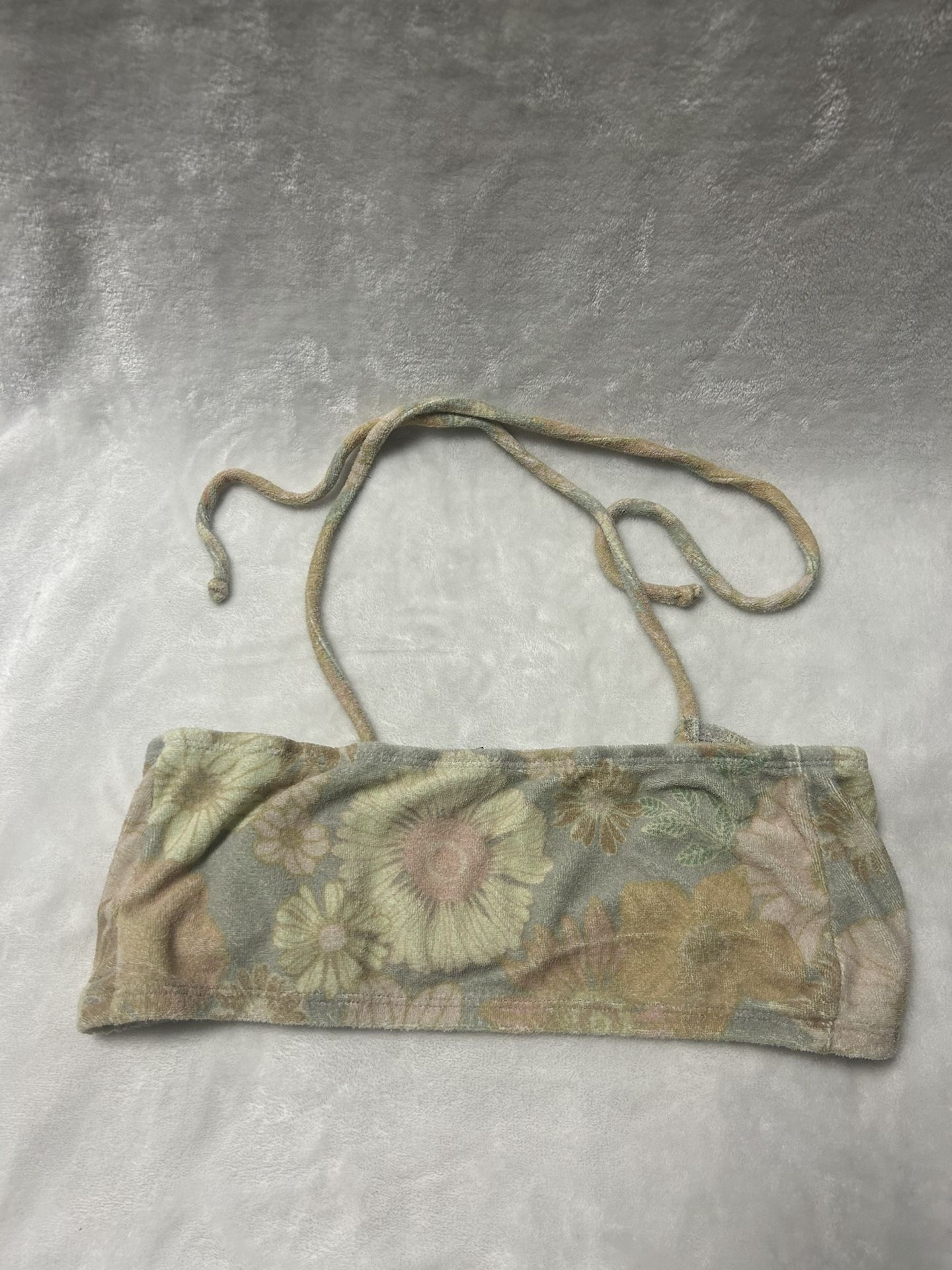 Women’s pink yellow blue orange flower graphic halter tube top size extra small