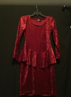 Maroon Velvet Peplum Dress