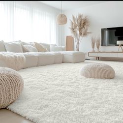 8x10 Ivory Shag Area Rug – Soft, Washable