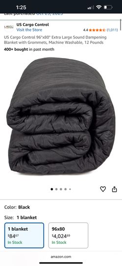 US Cargo Control 96"x80" Extra Large Sound Dampening Blanket with Grommets, Machine Washable, 12 Pounds