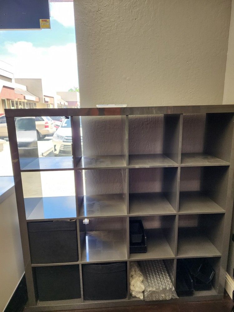 Ikea Kallax Shelf Unit Glossy Grey (Discontinued Color) 57 5/8 x 57 5/8