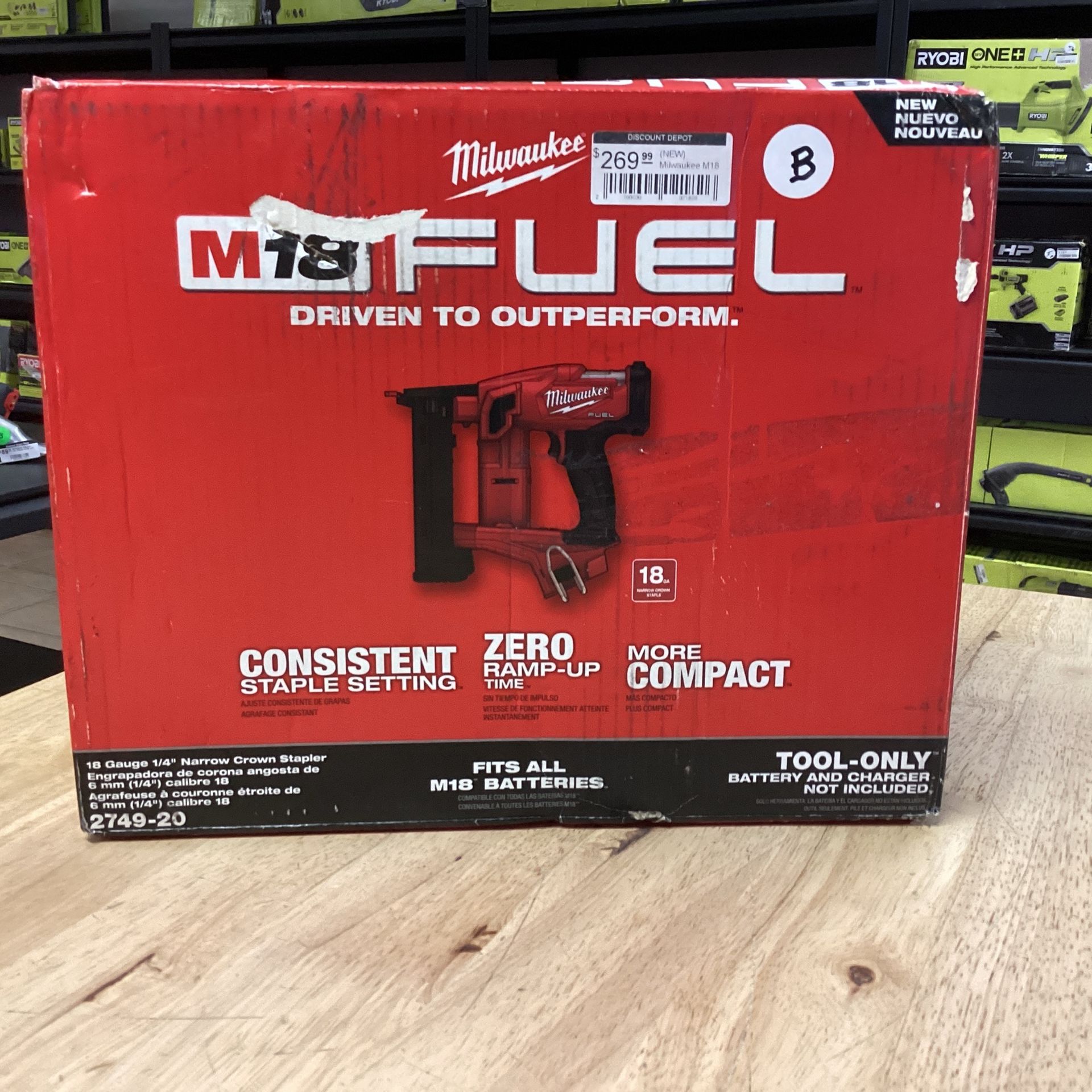 M18 FUEL 18 Volt Lithium Ion Brushless Cordless 18 Gauge 1/4 Narrow  Crown Stapler (Tool Only)