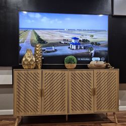 BEAUTIFUL NORDIC STYLE BUFFET OR SIDEBOARD IN WALNUT COLOR CARVED DOORS 63X17X34 NEW CONDITION