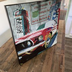 Motorcycle/Mustang/Corvette car vehicle retro art themed high-quality and heavy canvas prints (27” x 27” x 2”) from ZGallerie. 