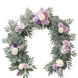 Artificial Eucalyptus Garland with Flowers Fake Greenery Faux Floral Vine Garland for Table Decor Wedding Centerpieces Bridal Shower Party Decorations