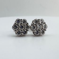 Ladies 2ctw Moissanite Cluster Silver Earrings 11053156