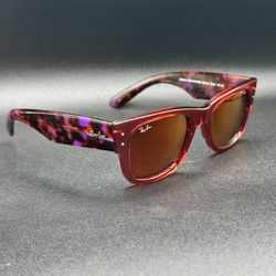 Ray-Ban Mega Wayfarer Sunglasses Red Tortoise Brown Lens RB084OS 6637/2K Havana