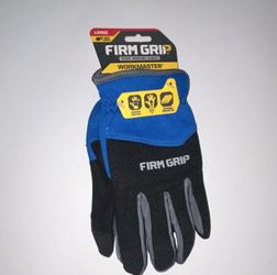 FIRM GRIP Workmaster Large Work Gloves Blue Black Gray Abrasion Resistant