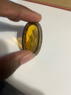 Oval Amber Glass Faceted Brooch Pin