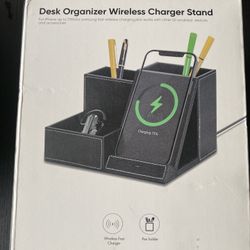 Desk Organizer with Wireless Charger (Fast Charging)