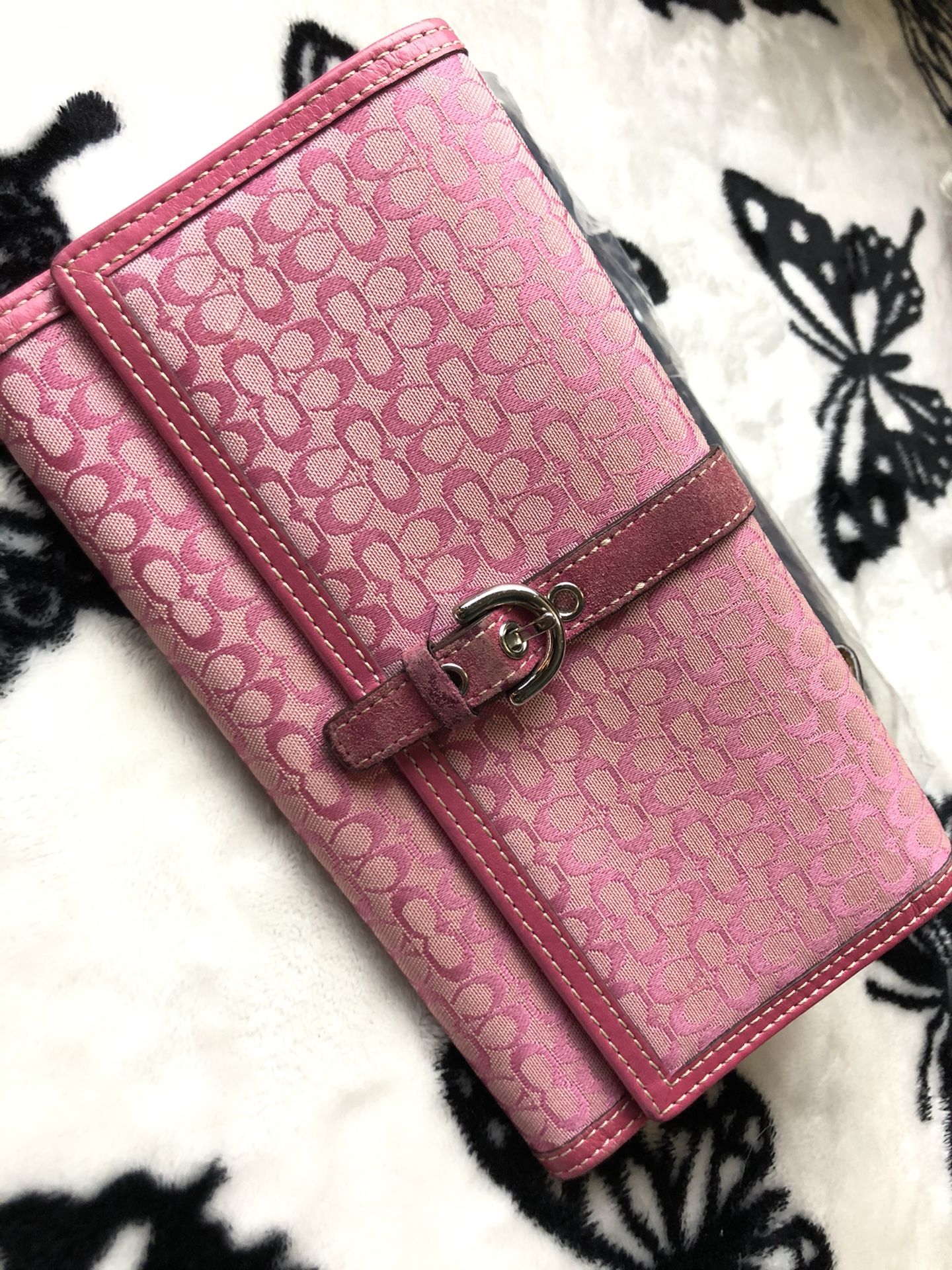 Coach Signature Pink Canvas Wallet