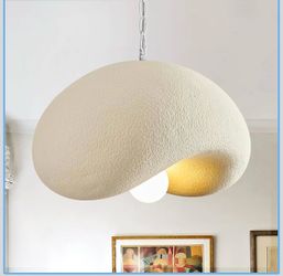 Modern Resin Pendant Light, 15.7'' White Dome Shade Hanging Light Fixture, Minimalist Ceiling Lamp with Adjustable Chain for Kitchen Island, Dining Ro