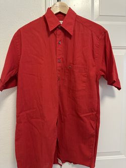 PIERRE CARDIN Red Men’s Short Sleeve Button Down Rayon Shirt Size SMALL
