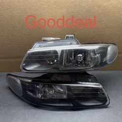 #OH150 96-00 Dodge Caravan Black Projector Halogen Headlight Pair 