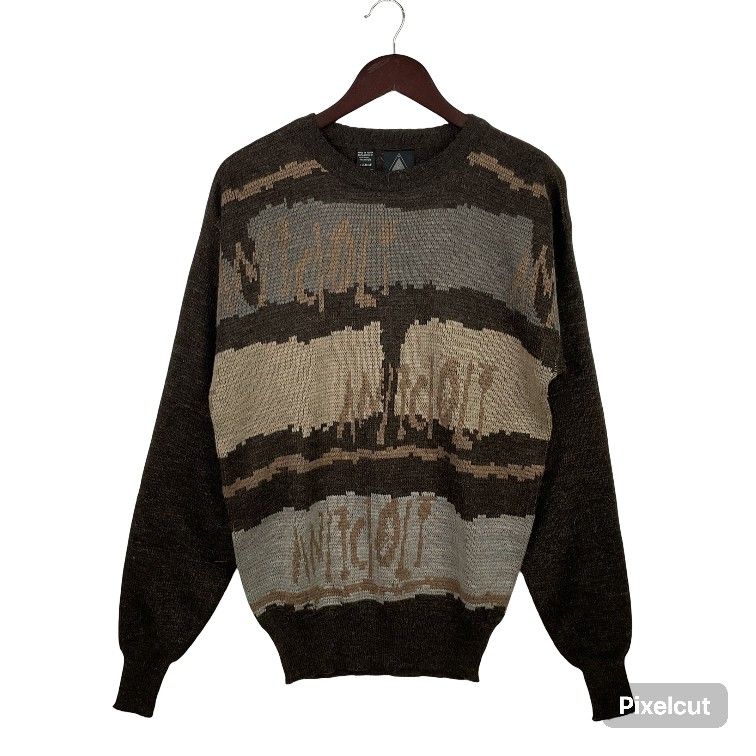 Vintage Kennington Wool Blend Knit Sweater Abstract Pattern Mens Large