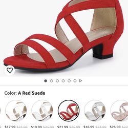 PANDANINJIA Jessie Girls Heels Dress Sandals Open Toe Rhinestone Low Heel Flower Girl Dress Shoes for Toddler Little Kid Big Kid