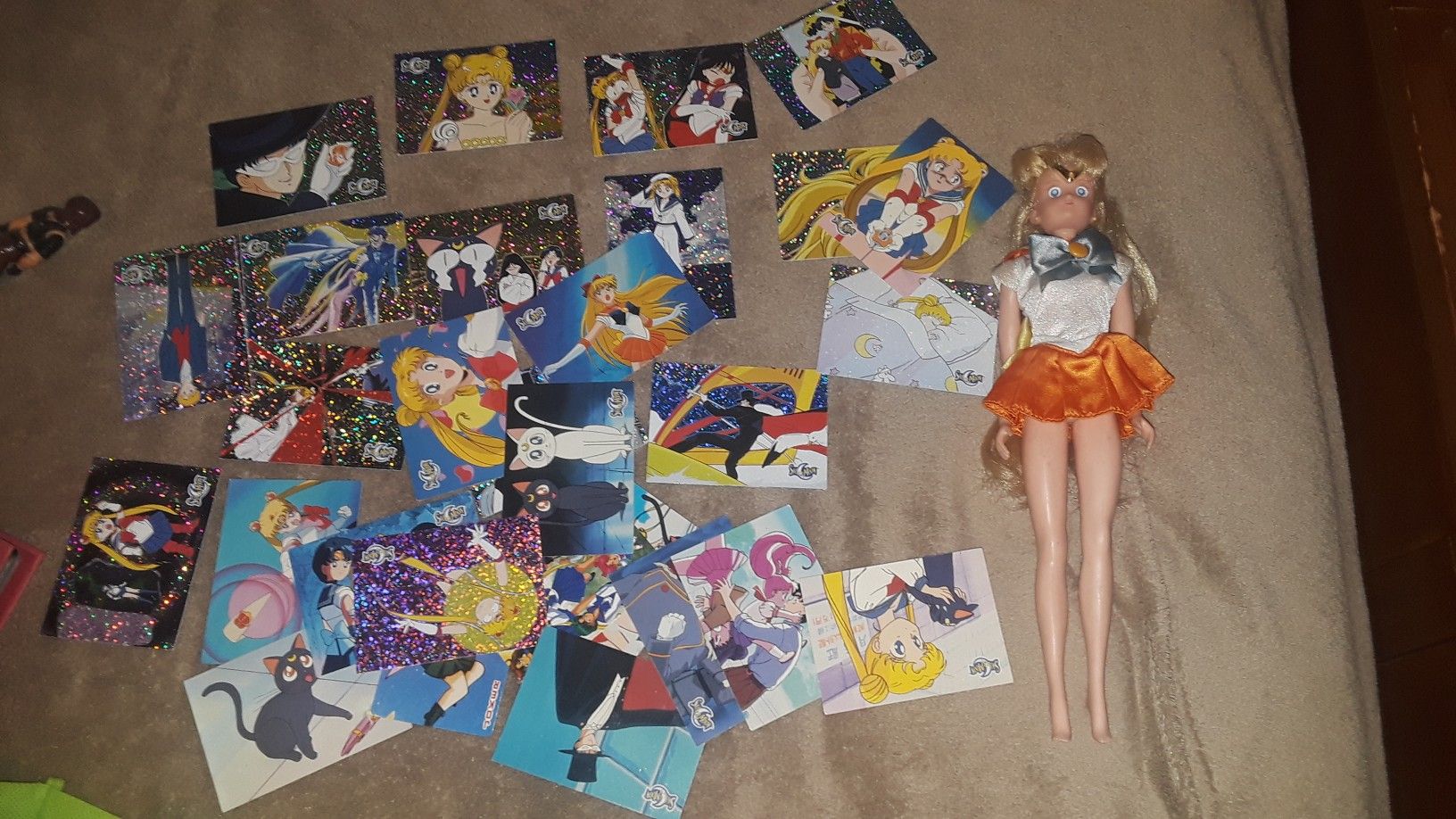Vintage Sailor moon cards and doll $10