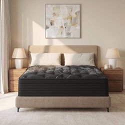 HAOREN King Size 10 Inch Hybrid Mattress Memory Foam & Pocket Spring Medium Firm Mattress in a Box