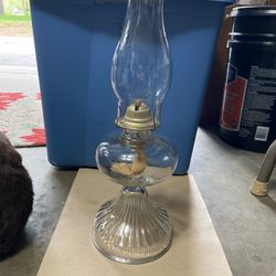 Antique 18” EAGLE Clear Glass Oil Kerosene Lamp Hurricane P&A Burner USA Vintage 