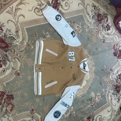 Vintage Style Varsity Jacket Tan & White “87” Patch