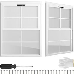 2 Pack 18" x 23"Shed Window, with Plastic Glass and Fiberglass Screen for Shed, Chicken Coop, Playhouse, Household, Garage