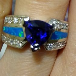 Gorgeous 🆕 Sterling Silver Amethyst Fire Opal Ring! 💍🔥