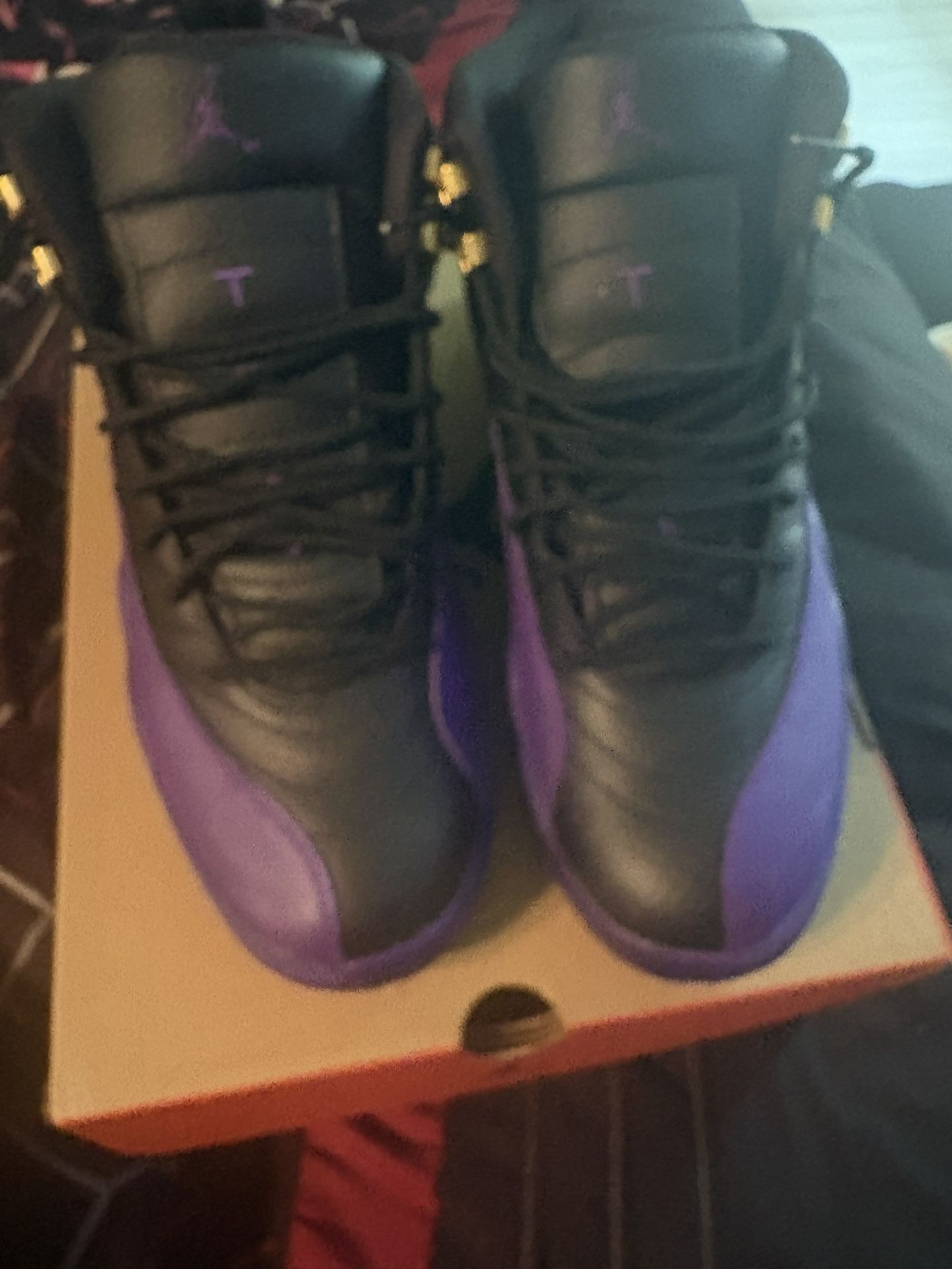 $200 Black And Purple Jordan 12s Size 13