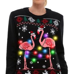 sweater with flamingo lights