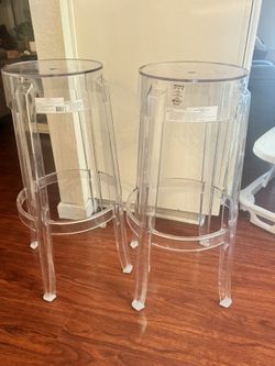 Set 3 Barstools Clear New