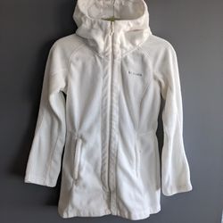 Columbia White Fleece Jacket Long Hoodie XS