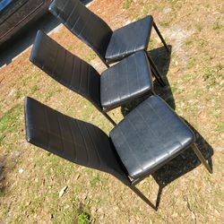 Set Of 3 Black Modern Faux Leather Chairs