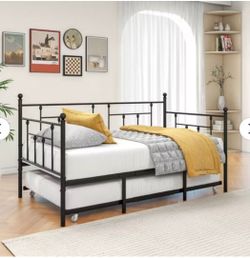 Black Victorian Twin Daybed with Trundle. New In The Box