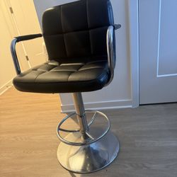 Black Adjustable Bar Stool with Back & Armrests
