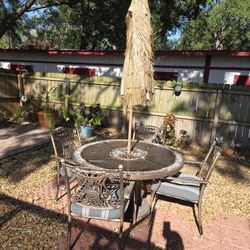 Outdoor Patio And Umbrella Table