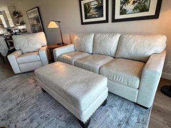 Arizona Leather Sofa, Recliner and Ottoman