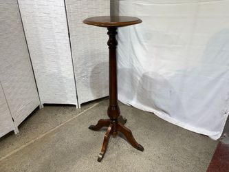 Tall Round Pedestal Table w/ Cherry Inlay