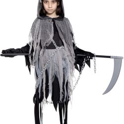 Grim Reaper Costumes for Girls Scary Kids Halloween Deluxe Costume Set 8/10