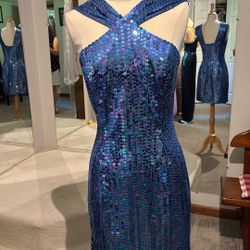 Sea Blue Short Sequin Dress