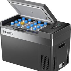 BougeRV 12 Volt Refrigerator 12V Car Fridge 30 Quart Portable Freezer Compressor Cooler Compressor Freezer, 12/24V DC 110~240V AC, -8℉~50℉ for Truck R