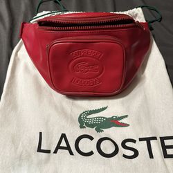 Supreme X Lacoste Red Leather Fanny Pack