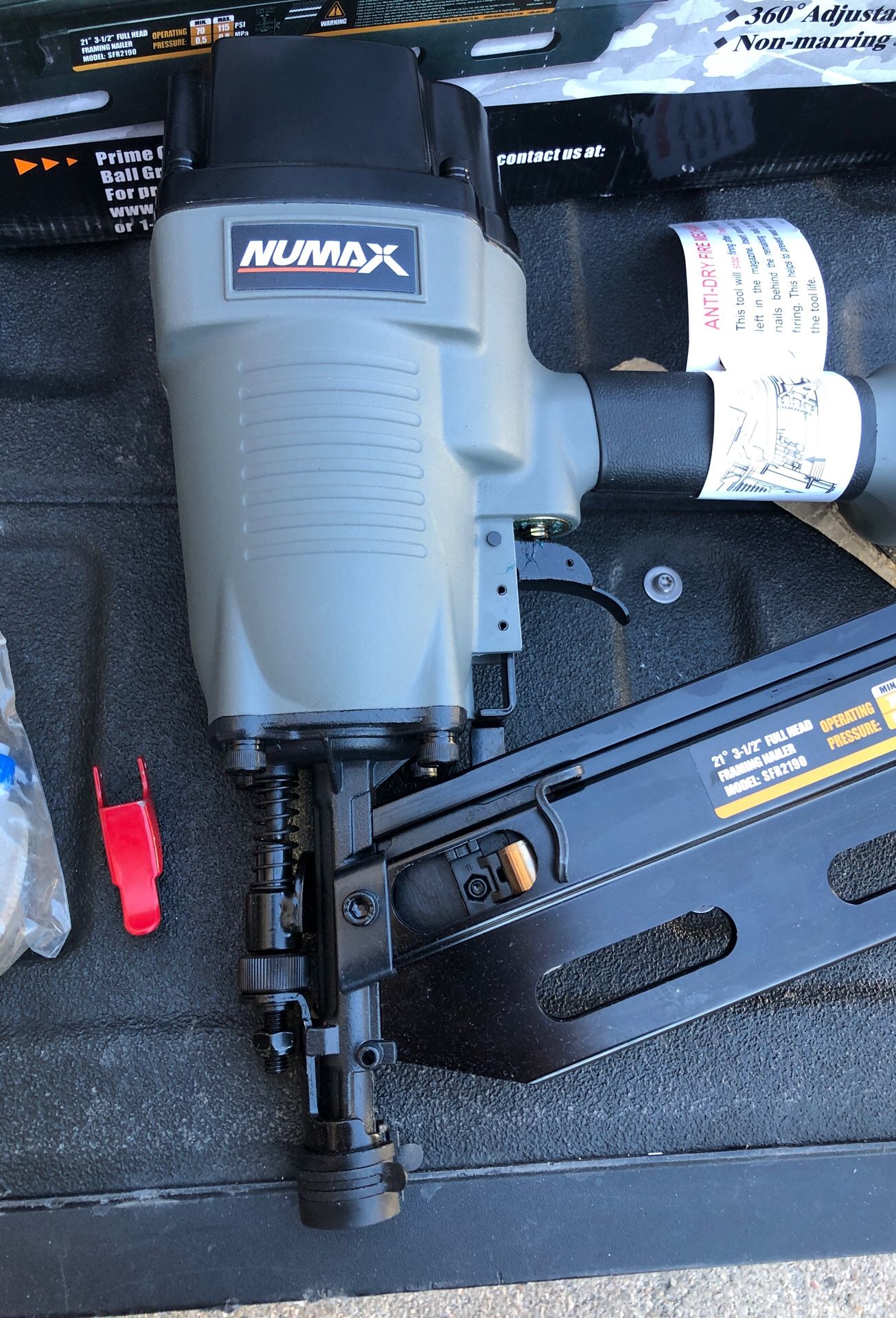 NuMax SFR2190 Pneumatic 21 Degree 31/2" Full Round Head Framing Nailer