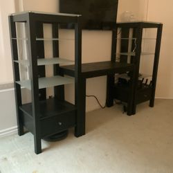 Desk With Side Shelving Storage